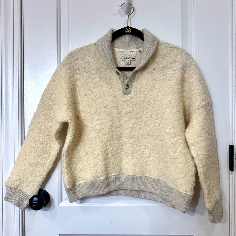 TOAD & CO LOOPY SHAWL CROPPED WOOL PULLOVER SMALL